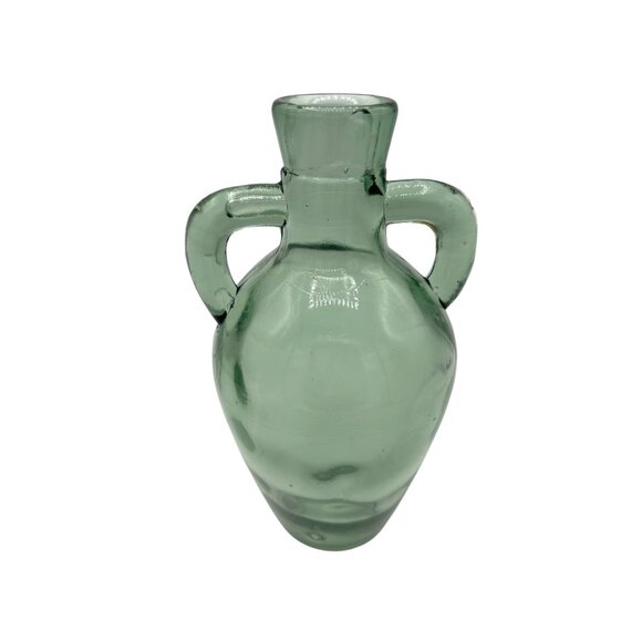 Vintage Green Glass Double Handled Jug 7.5" Tall - Picture 3 of 10